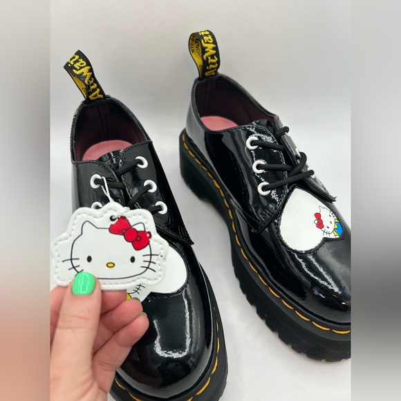 NEW DR MARTENS HELLO KITTY 1461 QUAD PLATFORM Patent Oxford boots Size 7.5 - Picture 7 of 12